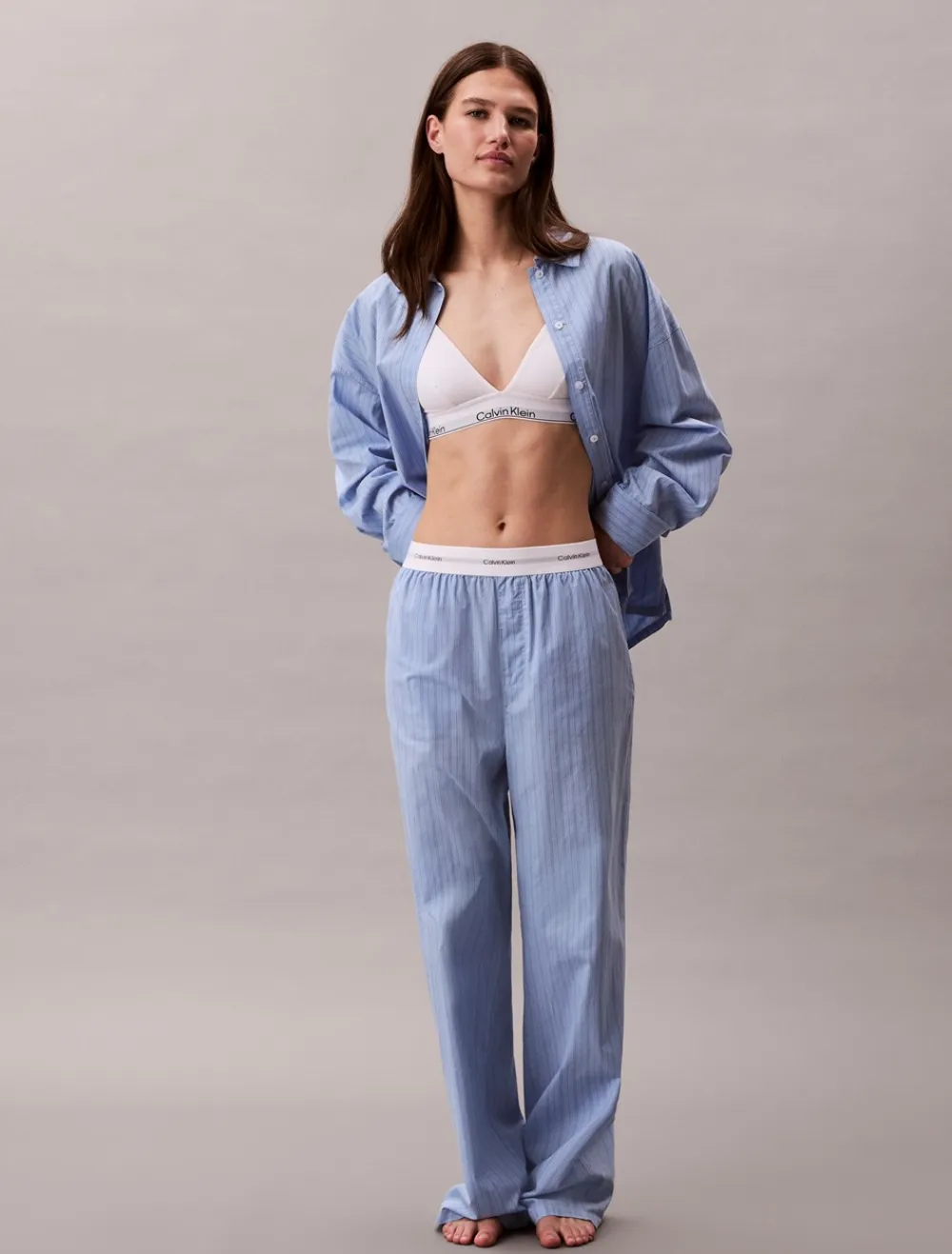 Outlet Logo Poplin Natbukser, , L Dame Loungewear