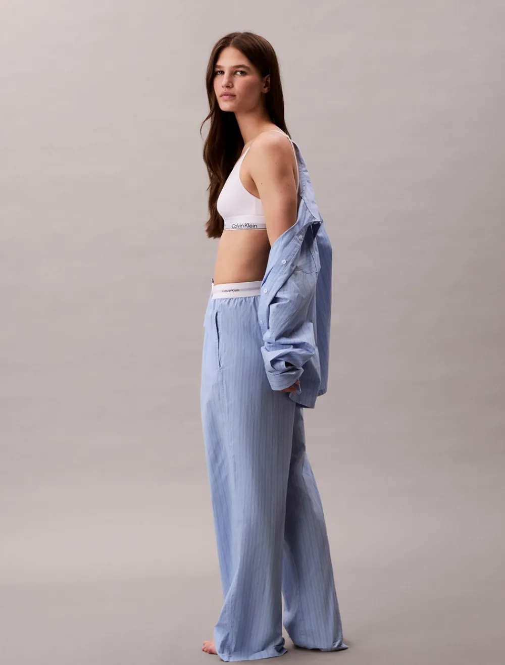 Outlet Logo Poplin Natbukser, , L Dame Loungewear