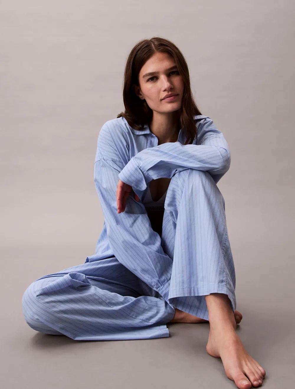Outlet Logo Poplin Natbukser, , L Dame Loungewear