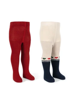 Outlet Lurex 2-pak Strømpebukser, , 104-110 cm Børn Sokker & Strømper
