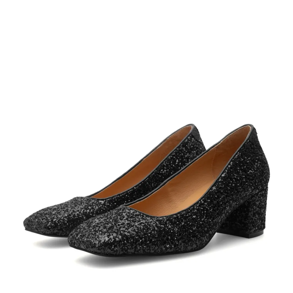 Woden Marie Low Glitter Pumps, , 38-Dame Højhælede Sko