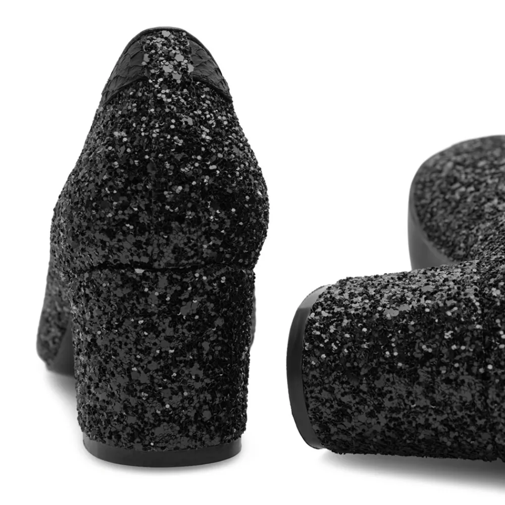 Woden Marie Low Glitter Pumps, , 38-Dame Højhælede Sko