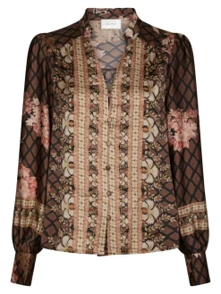 Clearance Massima Botanical Border Bluse, , 38 Dame Bluser & Skjorter