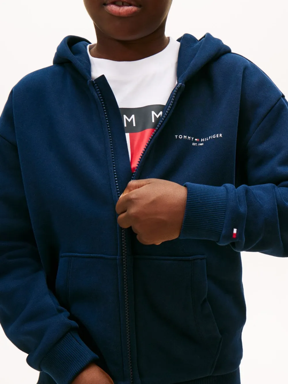 Tommy Hilfiger Mini Corp Zip Through Hættetrøje, , 152 cn-Børn Strik & Sweatshirts