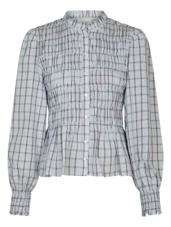 Hot Mocca Smock Check Bluse, , 40 Dame Bluser & Skjorter