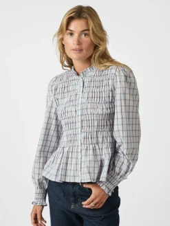 Hot Mocca Smock Check Bluse, , 40 Dame Bluser & Skjorter