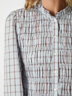 Hot Mocca Smock Check Bluse, , 40 Dame Bluser & Skjorter