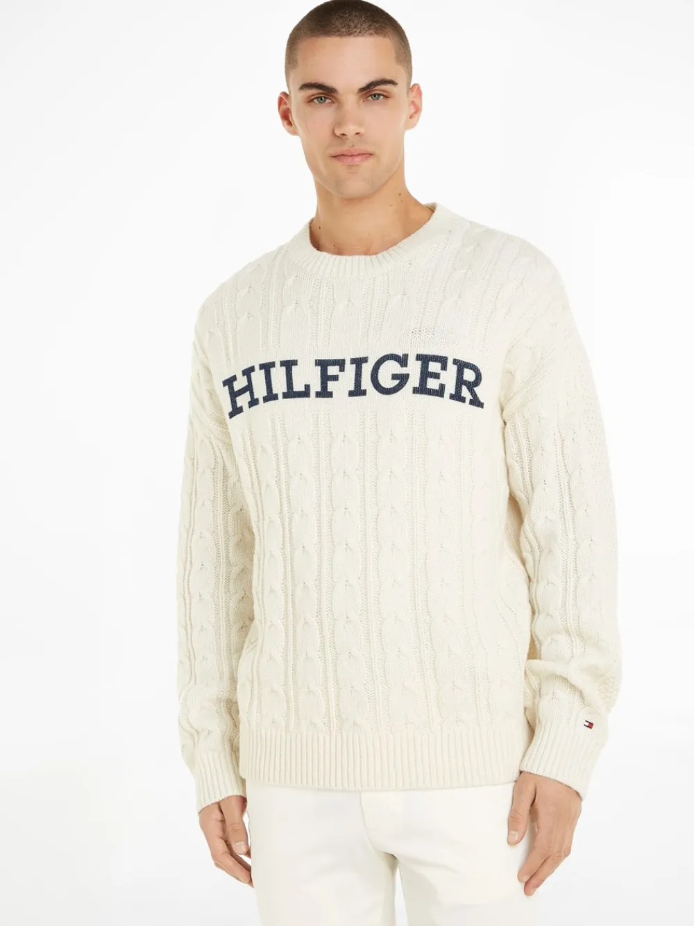 Tommy Hilfiger Monotype Kabelstrik Striktrøje, , M- Strik