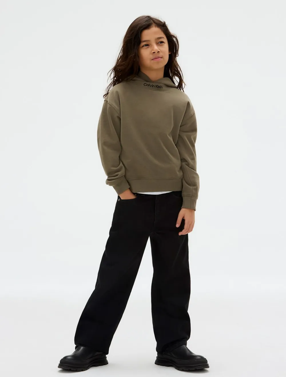 Neck Embro Logo Terry Hættetrøje, , 128 cm Børn Strik & Sweatshirts