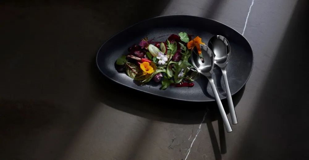 Nuova Salat Serveringssæt, Rustfrit Stål, 25 cm Køkken|Bestik