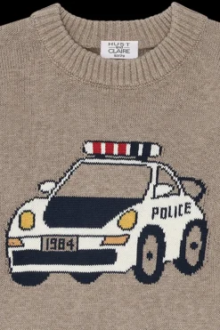 New Pelle Policecar Striktrøje, , 122 cm Børn Strik & Sweatshirts