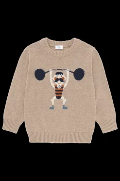 Hot Pelle Strong Man Striktrøje, , 116 cm Børn Strik & Sweatshirts