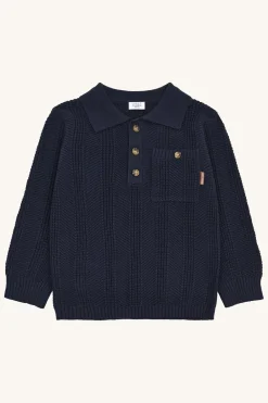 Hust & Claire Pelle Structure Striktrøje, , 104 cm-Børn Strik & Sweatshirts