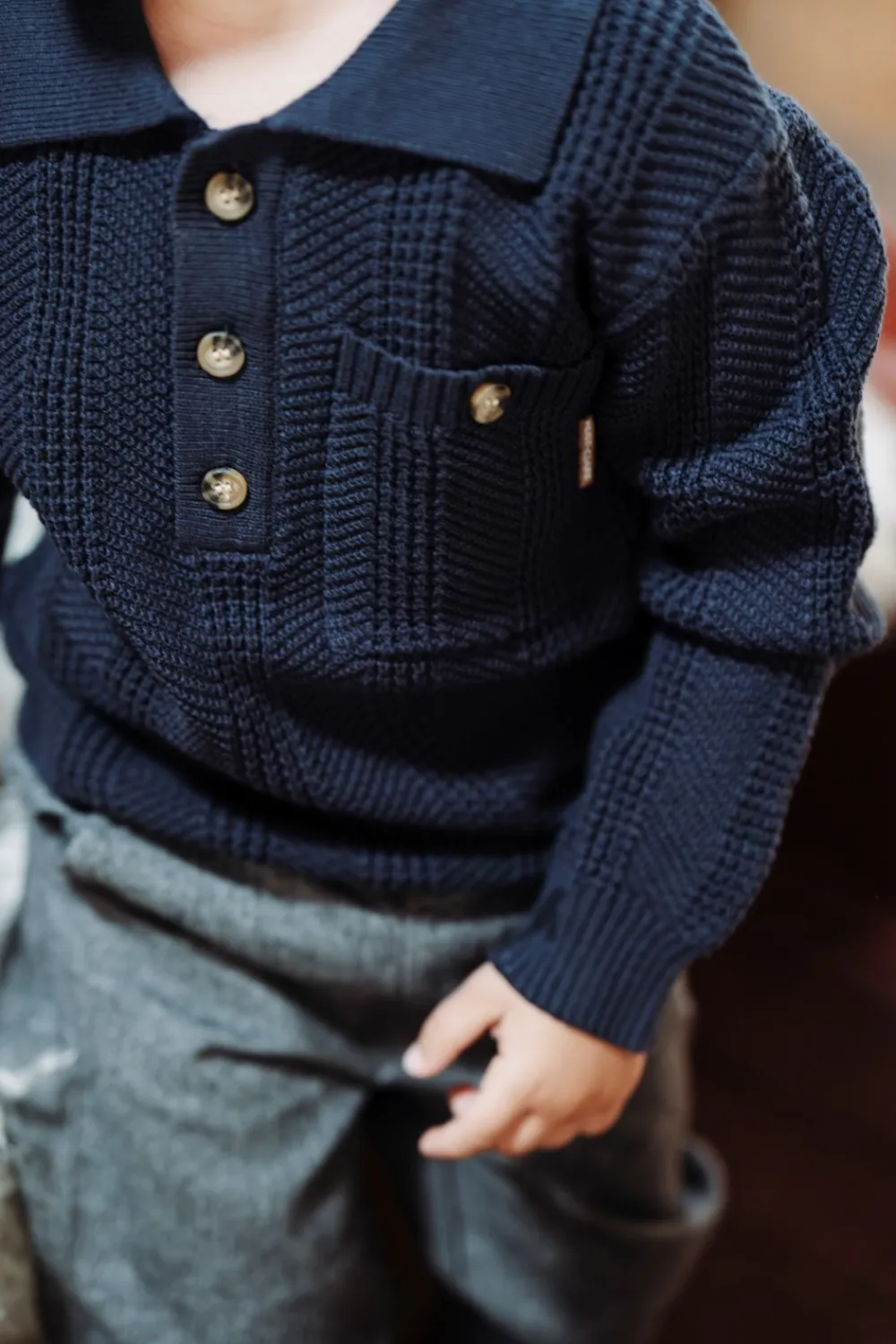 Hust & Claire Pelle Structure Striktrøje, , 104 cm-Børn Strik & Sweatshirts