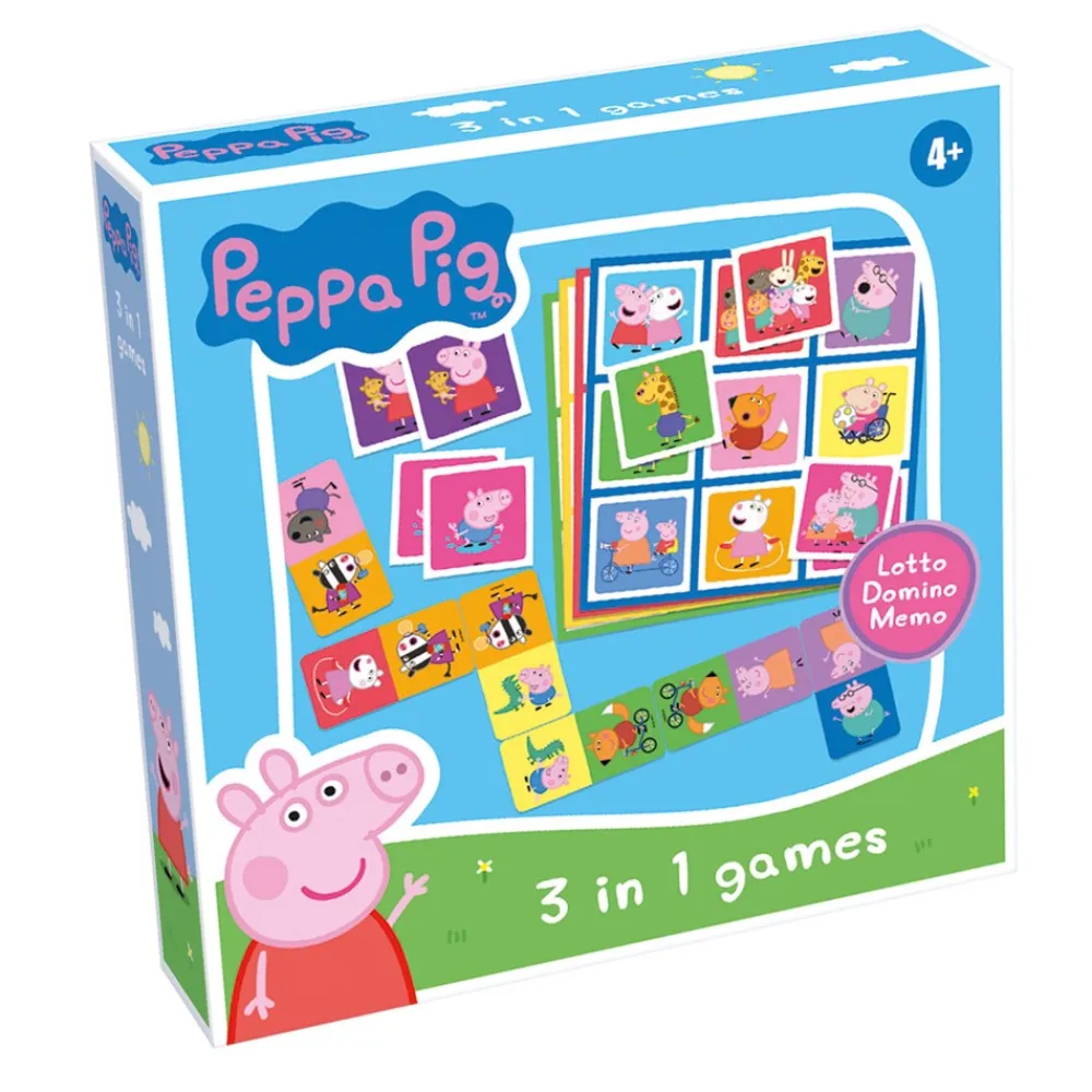 Tactic Peppa Pig 3 I 1 Lotto, Domino, Memo-Børn Spil & Puslespil