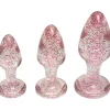 Baseks Pink Glitter Butt Plug Sæt- Sexlegetøj