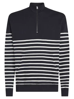 Tommy Hilfiger Placed Stripe Half-Zip Sweatshirt, , M- Sweatshirts & Trøjer