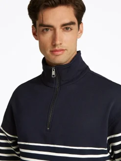 Tommy Hilfiger Placed Stripe Half-Zip Sweatshirt, , M- Sweatshirts & Trøjer