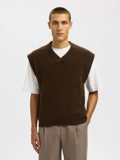 Clearance Rai Knit V-Neck Relaxed Vest, , XL Strik