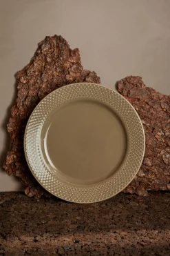 Lyngby Porcelæn Rhombe Earth Frokosttallerken, , Ø23 cm- Tallerkener