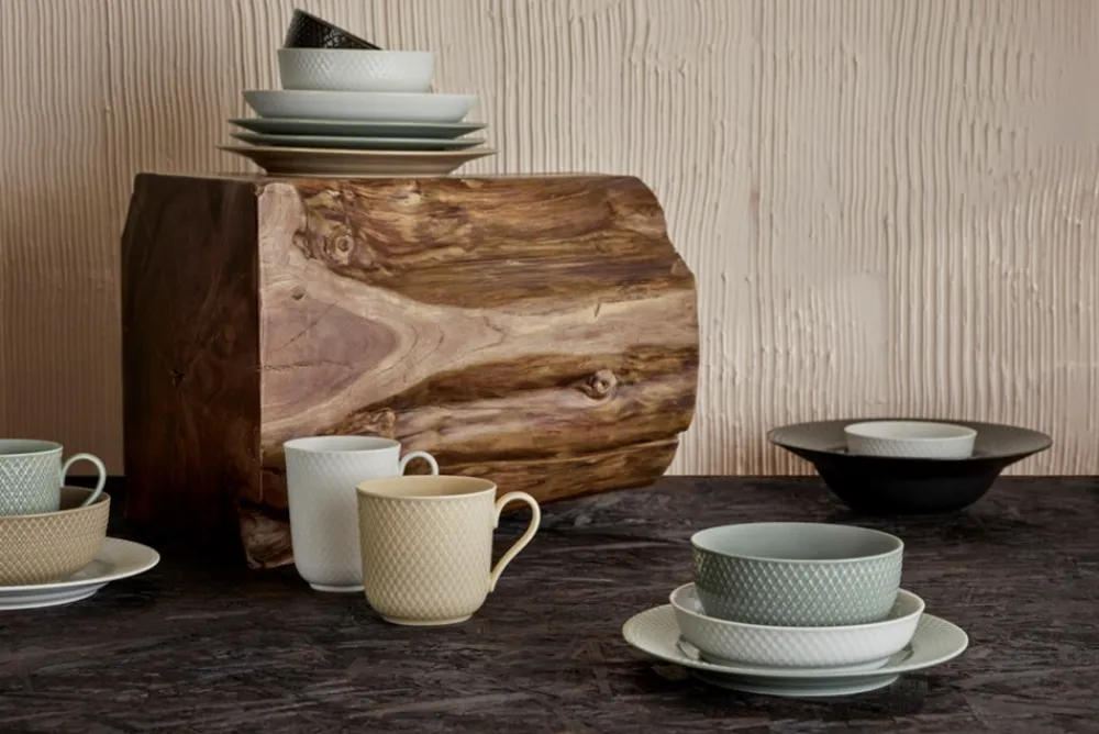 Lyngby Porcelæn Rhombe Earth Skål, , Ø15,5 cm- Fade & Skåle
