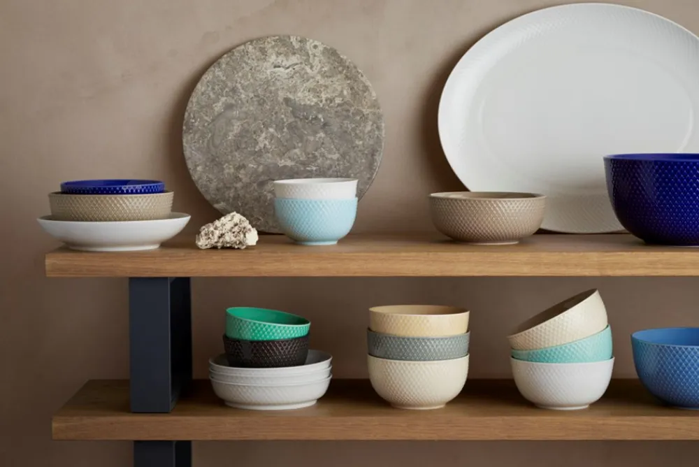 Lyngby Porcelæn Rhombe Earth Skål, , Ø15,5 cm- Fade & Skåle