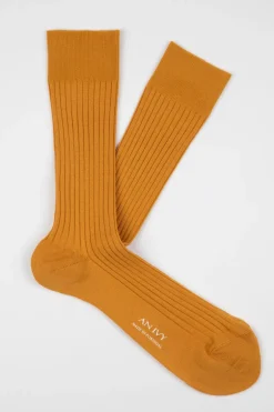 AN IVY Ribbed Cotton Strømper, , 39-42- Strømper