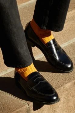 AN IVY Ribbed Cotton Strømper, , 39-42- Strømper