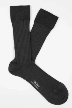 AN IVY Ribbed Cotton Strømper, , 43-46- Strømper