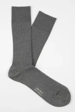 AN IVY Ribbed Cotton Strømper, , 43-46- Strømper