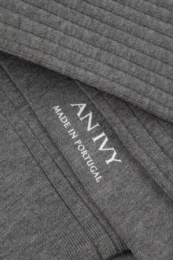 AN IVY Ribbed Cotton Strømper, , 43-46- Strømper