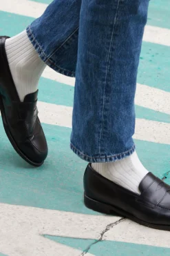 AN IVY Ribbed Cotton Strømper, , 43-46- Strømper