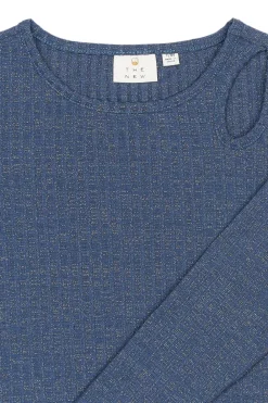 THE NEW Rina Langærmet Glitter Rib Bluse, , 134-140 cm-Børn Bluser