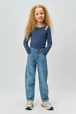 THE NEW Rina Langærmet Glitter Rib Bluse, , 134-140 cm-Børn Bluser