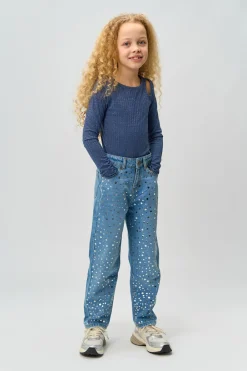 THE NEW Rina Langærmet Glitter Rib Bluse, , 134-140 cm-Børn Bluser