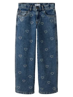 Name It Rose Wide Rhinestone Jeans, , 152 cm-Børn Jeans