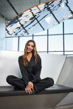 Satin Pyjamassæt, , L Dame Loungewear