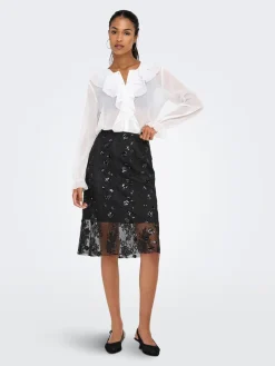 ONLY Sinna Lace Nederdel, , L-Dame Nederdele