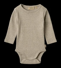 Wheat Spencer Langærmet Rib Body, , 92 cm-Børn Bodies & Heldragter