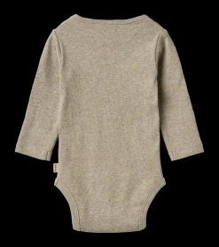 Wheat Spencer Langærmet Rib Body, , 92 cm-Børn Bodies & Heldragter