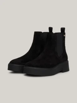 Tommy Hilfiger Suede Tonal Chunky Chelsea Ankelstøvler, , 41-Dame Støvler