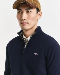 GANT Superfine Lambswool Half Zip Striktrøje, , XL- Strik