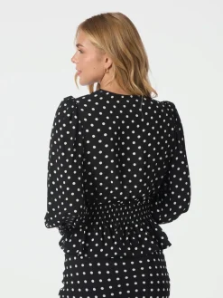 Neo Noir Tamona Crepe Dot Bluse, , 36-Dame Bluser & Skjorter