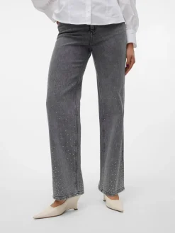 Vero Moda Tessa Wide Studs Jeans, , W33/L32-Dame Jeans