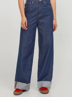 JJXX Tokyo Wide Fold Jeans, , W26/L30-Dame Jeans