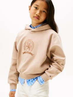 Tommy Hilfiger Tonal Crest Embroidery Interlock Hættetrøje, , 164 cm-Børn Strik & Sweatshirts