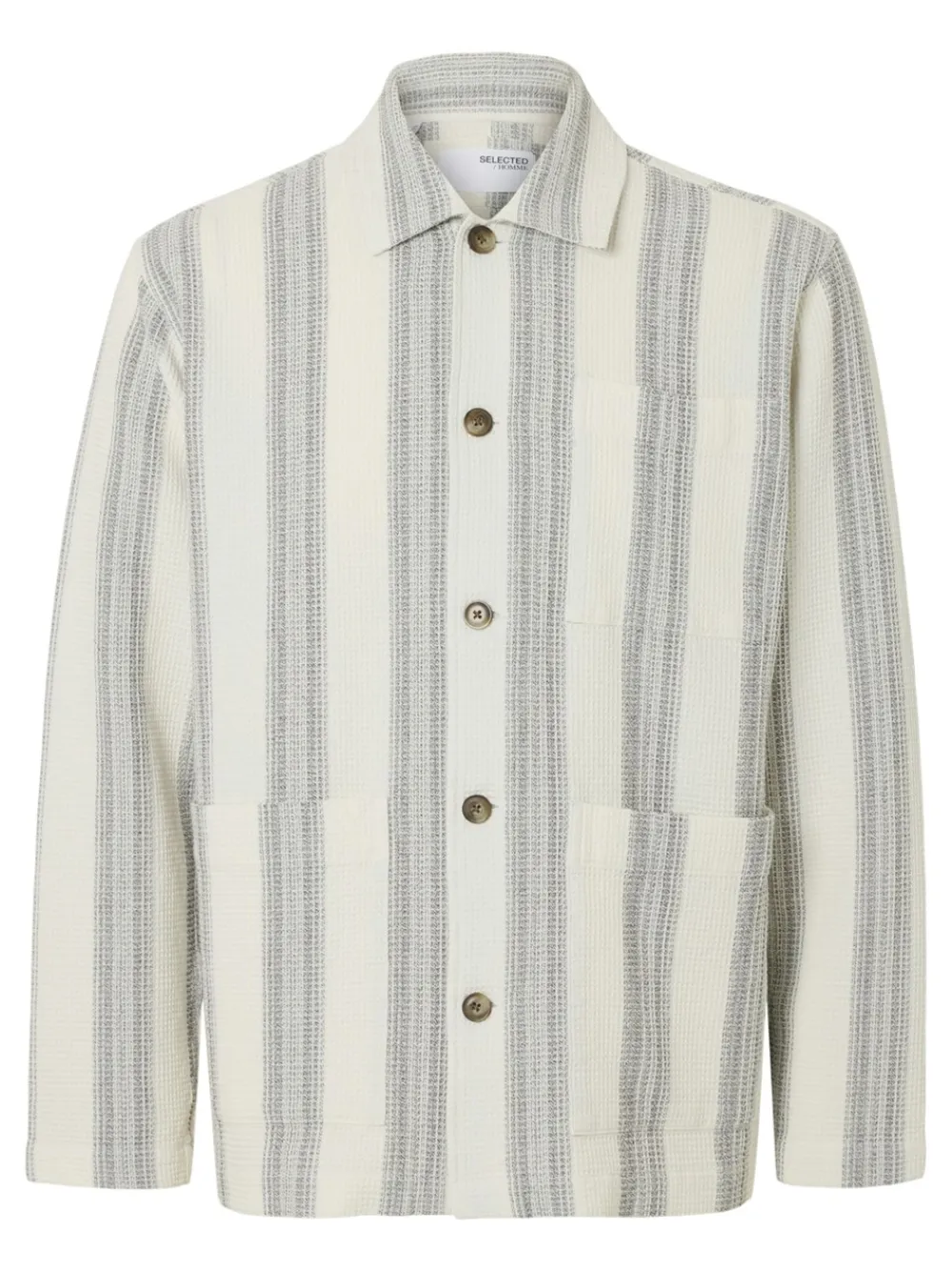 Selected Homme Tony Waffle Stripe Overshirt, , M- Overshirts