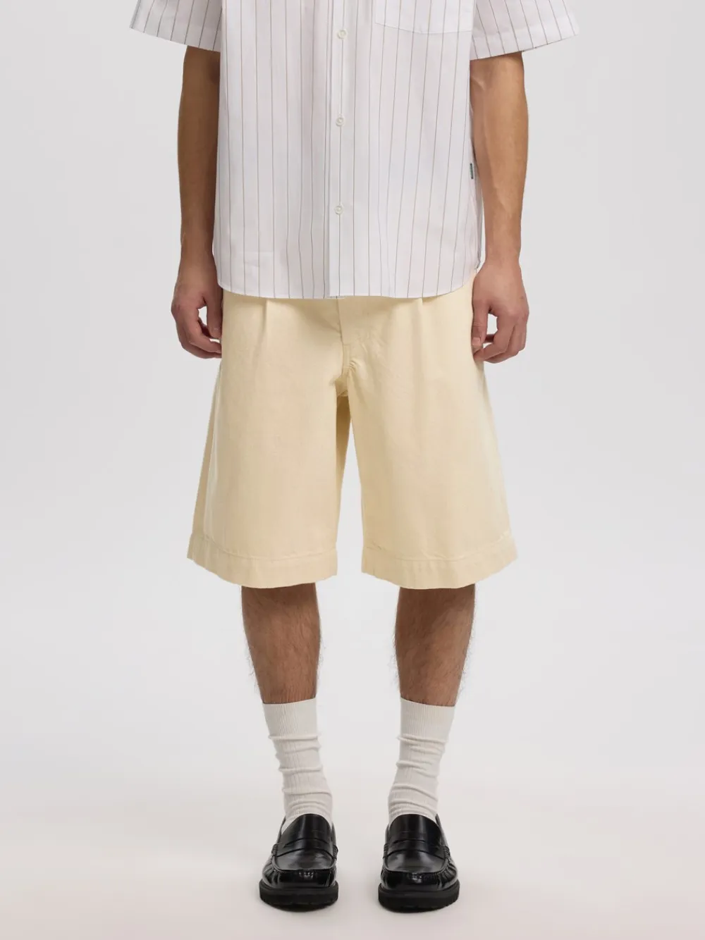 Annarr Trygve Selvedge Denim White Shorts, , XL- Shorts