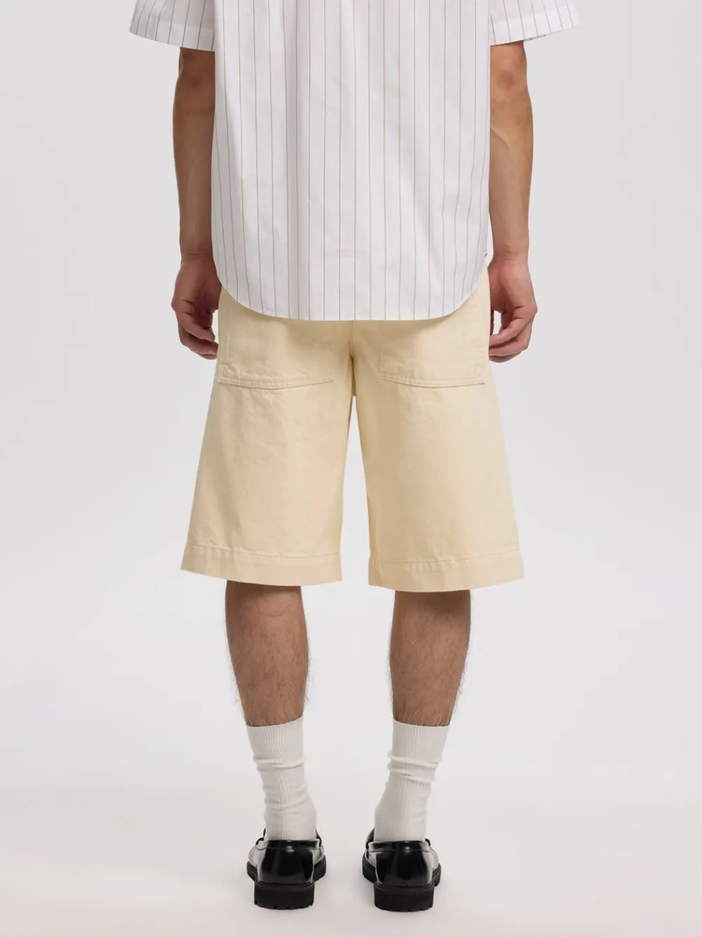 Annarr Trygve Selvedge Denim White Shorts, , XL- Shorts