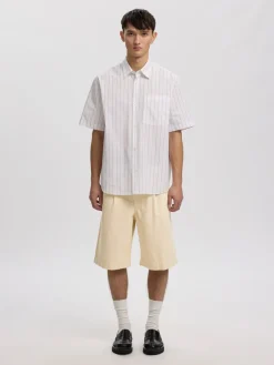 Annarr Trygve Selvedge Denim White Shorts, , XL- Shorts